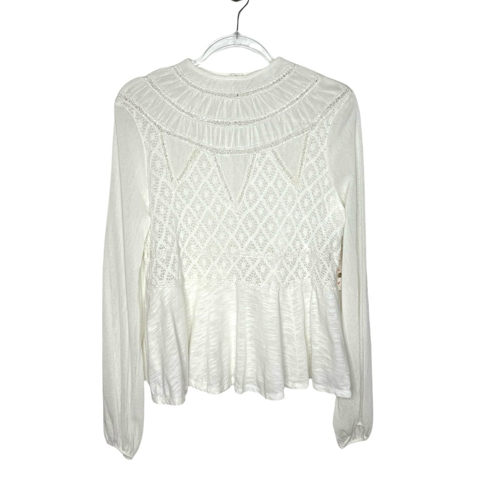 Free People | NWT Long Sleeve Pieced Top in Ivory Small - Picture 3 of 8